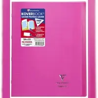 Clairefontaine 10x Koverbook, Heft 24x32 cm, 48 Blatt 90g,kariert 5/5 mit Rand, Einband aus transparentem Polypropylen - Rosa 981608C