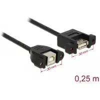 DeLOCK USB 2.0 B/A, 0.25m, 0,25 m, USB B, USB A, USB 2.0, Weiblich/Weiblich, Schwarz