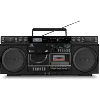 Medion P66538 Kassettenrecorder (Retro Ghettoblaster mit CD-Player, 80er, groß, USB, SD, CD, Kassetten MC, DAB+ Radio Teleskopantenne, Bluetooth, Kassettendeck, Aufnahmefunktion, Batteriebetrieben)