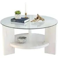 Dmora Felino - Couchtisch, 75x75x40h cm Weiß, Zeitschriftenhalter