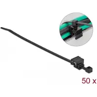 DeLOCK Kabelbinder mit Befestigungsclip L 200 x B 4,8 mm schwarz 50 Stück