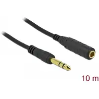 DeLOCK Klinkenverlängerungskabel 6,35 mm 3 Pin Stecker zu Buchse 10 m schwarz