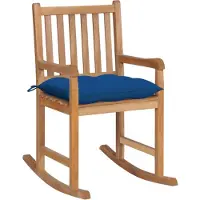 vidaXL Schaukelstuhl mit Blauem Kissen Massivholz Teak