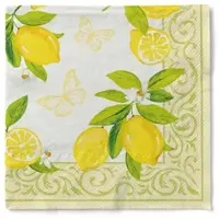 Sovie HORECA Serviette Nancy in creme aus Tissue 33 x 33 cm, 100 Stück - Zitrone Schnörkel