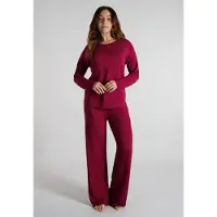 Tom Tailor Pyjama , Damen, Gr. 42, rot (rot, mittel, uni), Single Jersey, Obermaterial: 95% Viskose, 5% Elasthan, Homewear-Sets Pyjama