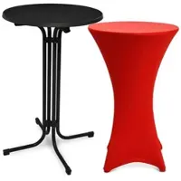 Beautissu Bellini Stehtisch ø 80cm Schwarz mit Stella Stehtischhusse ø 80cm Rot