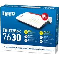 FRITZ! Box 7630, Wi-Fi 7 (802.11be), Dual-Band (2,4 GHz/5 GHz), Ethernet/LAN, ADSL2+, Weiß, Rot, Tabletop-Router