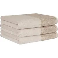 Cawoe Handtuch, 3er Pack - Luxury Home, C Two-Tone, Walkfrottier Natur / 50x100cm
