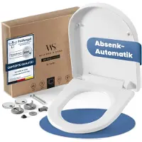 Wilford&Sons Premium WC-Sitz D-Form mit Absenkautomatik und Quick-Release, weiß