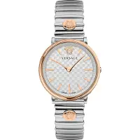 Versace VE8105022 V-Circle Lady weiss silber roségold Edelstahl Damen Uhr NEU