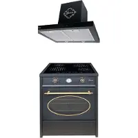 Gurari GCH E 612 BL r Induktions Standherd + GCH 462 BL 6 Prime Dunstabzugshaube 90cm