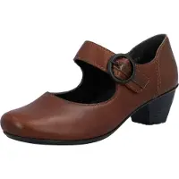 Rieker Spangenpumps , Damen, Gr. 38, braun, Glattleder, Schuhe Spangenpumps, Festtagsschuh, Pumps, Trichterabsatz, mit Klettriemchen, Topseller