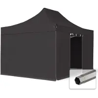 TOOLPORT 3x4,5m Stahl Faltpavillon, inkl. 4 Seitenteile, schwarz