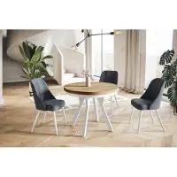 Alpi Möbel Esstisch Rund Evo, Moderner Esstich Ausziehbar, Tisch mit Stabile Konstruktion, Durchmesser 90 - 190 cm, Farbe Craft