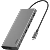 Belkin INC015BTSGY-CZ, Kabelgebunden, USB 3.2 Gen 1 (3.1 Gen 1) Type-C, 100 W, 1.4/2.0, 1000 Mbit/s, Aluminium