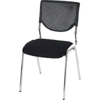 Mendler Besucherstuhl T401, Konferenzstuhl stapelbar, Stoff/Textil Sitz schwarz, Füße chrom
