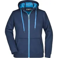 James & nicholson Sportive Jacke mit Kapuze navy/aqua, Gr. M