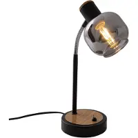 Näve Tischleuchten - Tischleuchte "FUMOSO", Tischlampe im Retro Style, aus Metall und Glas in schwarz, 34 cm hoch, Ø 12 cm, E14-Fassung – Kippschalter