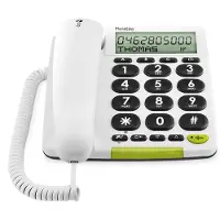 Doro PhoneEasy 312cs, Analoges Telefon, Kabelgebundenes Mobilteil, Freisprecheinrichtung, 30 Eintragungen, Anrufer-Identifikation, Weiß