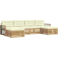 vidaXL Outdoor-Sofagarnitur 6 Stk. Weiß und Creme Massivholz Akazie
