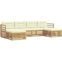 vidaXL Outdoor-Sofagarnitur 6 Stk. Weiß und Creme Massivholz Akazie