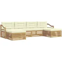 vidaXL Outdoor-Sofagarnitur 6 Stk. Weiß und Creme Massivholz Akazie