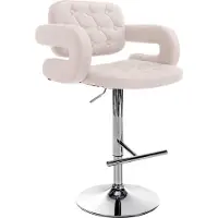 CLP Barhocker Dublin Stoff höhenverstellbar und drehbar beige Gestell Farbe chrom