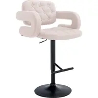 CLP Barhocker Dublin Stoff höhenverstellbar und drehbar | Farbe beige Gestell Farbe schwarz