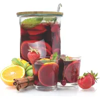 Home Deco Factory Getrankebehalter Sangria - 5 Liter - Glas - mit Deckel und Loffel