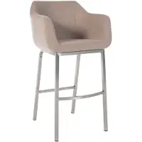 CLP Barhocker Monea Filz-Bezug mit Vierfußgestell | Farbe taupe Gestell Farbe edelstahl