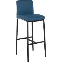 CLP Barhocker Freeport mit Vierfußgestell und Rückenlehne | Farbe blau Material Stoff