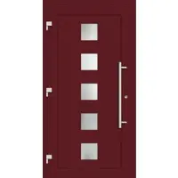 Haustuerenland.de Smarte Haustür RC2 "SISSI" 79 mm Weinrot RAL 3005 außen öffnend DIN links