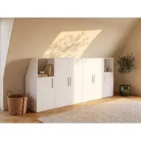 Vente-unique Schrank unter Dachschräge mit 6 Türen & 2 Ablagen - Weiß - ADEZIO