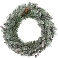 Everlands 1 Künstlicher Tannenkranz mit Beeren Zapfen 50cm beschneit Deko Kranz Winter Weihnachten Weihnachtskranz Adventskranz Winterdeko Weihnachtsdeko