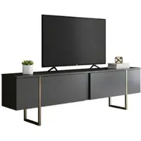 Dmora Abishia - TV-Möbel, 180x30x50h cm, Schwarz Anthrazit, mit Regalboden