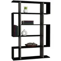 Dmora Bücherregal Daba, Büroregal, Mobiler Buchhalter, Bücherbrett, 110x26h161 cm, Anthrazit und Beige