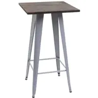 Chefgastro Stehtisch inkl. Holz-Tischplatte | HxBxT 107x60x60cm | Metall Industriedesign FSC| Grau | Bistrotisch Bartisch