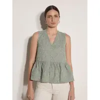 Apricot Blusentop "Peplum-Oberteil", Damen, Gr. XS (34), grün (mint), gewebt, Obermaterial: 100% Baumwolle CO., uni, normal, V-Ausschnitt, Blusen Blusentop, mit Blumenstickerei