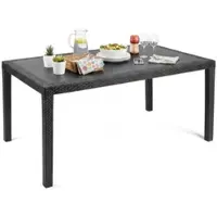 Dmora Gartentisch Dfelic, Feststehender rechteckiger Tisch, Mehrzweck-Gartentisch in Rattan-Optik, 100 % Italy, 138x78h72 cm, Anthrazit