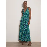 Apricot Maxikleid "Druckkleid" mit Blattmuster