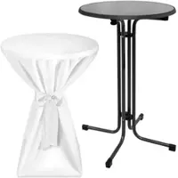 Beautissu Sylt Stehtisch ø 80cm Grau mit Premium Stehtischhusse ø 80cm Weiß