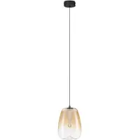 Nova Luce LED Pendelleuchte Oblo 3W warmweiss 3000K Bernstein Schwarz Glas Metall Ø16cm 9009173