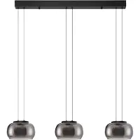 Nova Luce LED Pendelleuchte Bios dimmbar 25W warmweiss 3000K Rauchgrau Schwarz Glas Metall 82x18cm 9416955