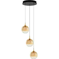 Nova Luce LED Pendelleuchte Orenda dimmbar 15W warmweiss 3000K Messinggold Schwarz Champagner Glas Metall Ø35cm 9416960