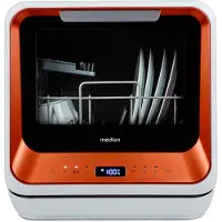 Medion Mini Geschirrspüler DWT20 (Tischgeschirrspüler, Spülmaschine, 2 Maßgedecke, funktioniert mit/ohne Wasseranschluss, 6 Reinigungsprogramme, Babyflaschen, Startzeitvorwahl, freistehend) bronze
