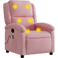 Syfax Rosa Samt Massagesessel mit manueller Liegefunktion und 6-Punkt-Vibrationsmassage, 71x86,5x99,5 cm