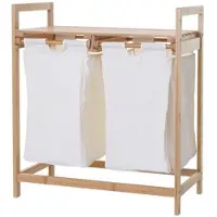 Décoshop26 - Wäschekorb aus Bambus mit 2 Fächern 74 x 64 x 33 cm 70 l weiß 04_0001293