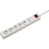 Hama USB 3A, 5 AC-Ausgänge, 16 A, 3500 W, 1,5 m, Weiß, Kunststoff