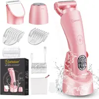 Hatteker Elektrischer Rasierer für Frauen Haartrimmer Bikini-Trimmer für Beine Bikini Achselhöhle Öffentliche Haare IPX7 Wasserdichtes Pink