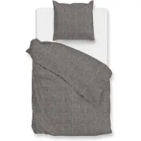 Heckett & Lane Zohome Flanella di Lino Bettbezug - 135x200 cm – 100% Baumwoll-Flanell – Hochwertige Bettwäsche mit motiv – Weich - Atmungsaktiv und Hautfreundlich – inkl. 80x80 cm Kissenbezug – Grau